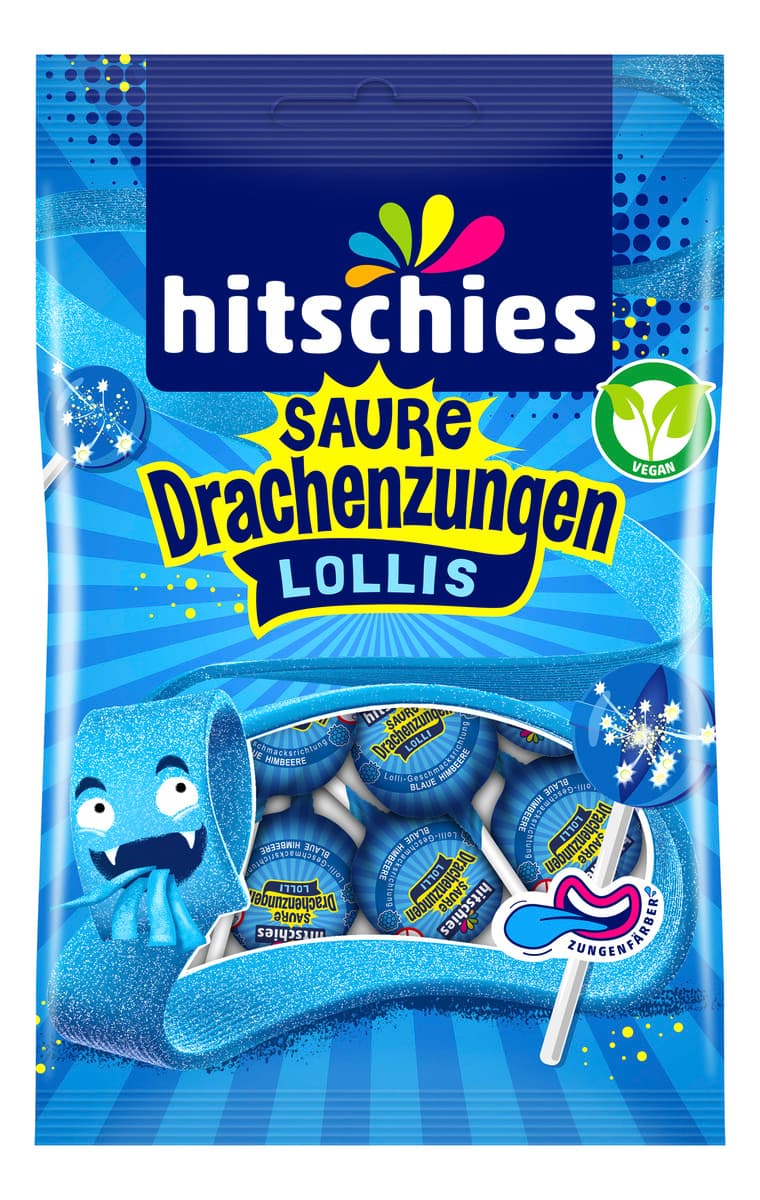hitschies Saure Drachenzungen Lollis blau