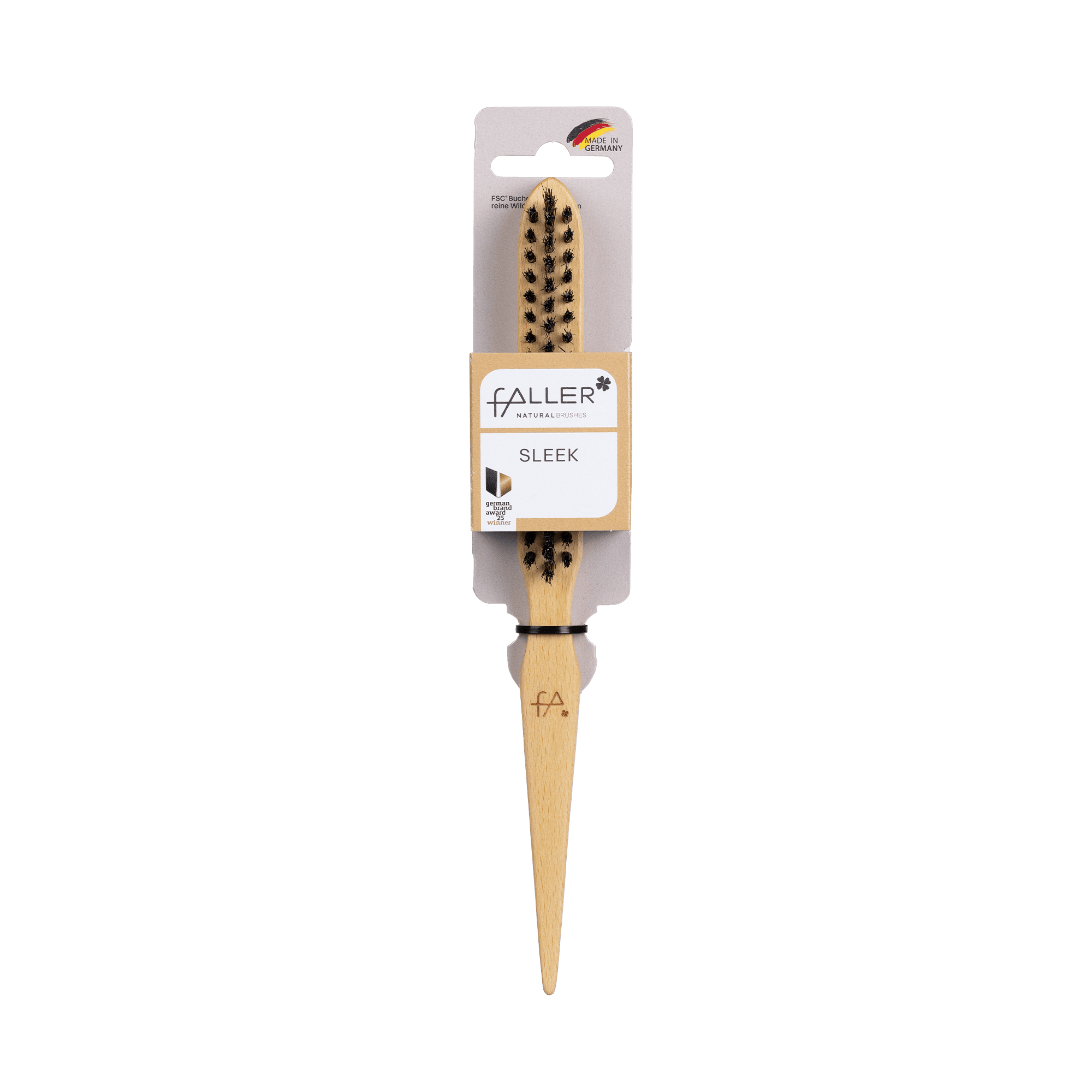 FALLER Sleek Brush, Buche geölt, Wildschweinborsten, mit Laserlogo fa