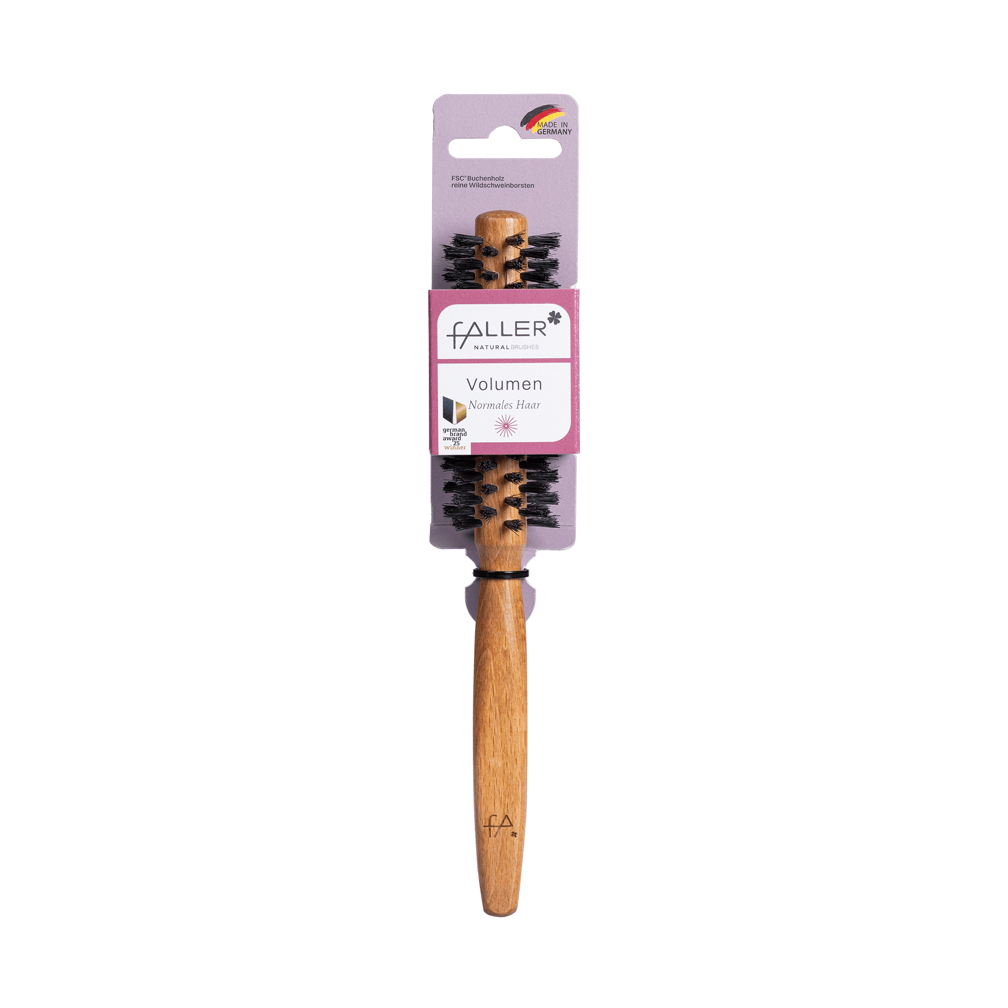 FALLER Rundbürste, Buche gedämpft, Ø16/35mm, Wildschweinborste, mit Laserlogo fa