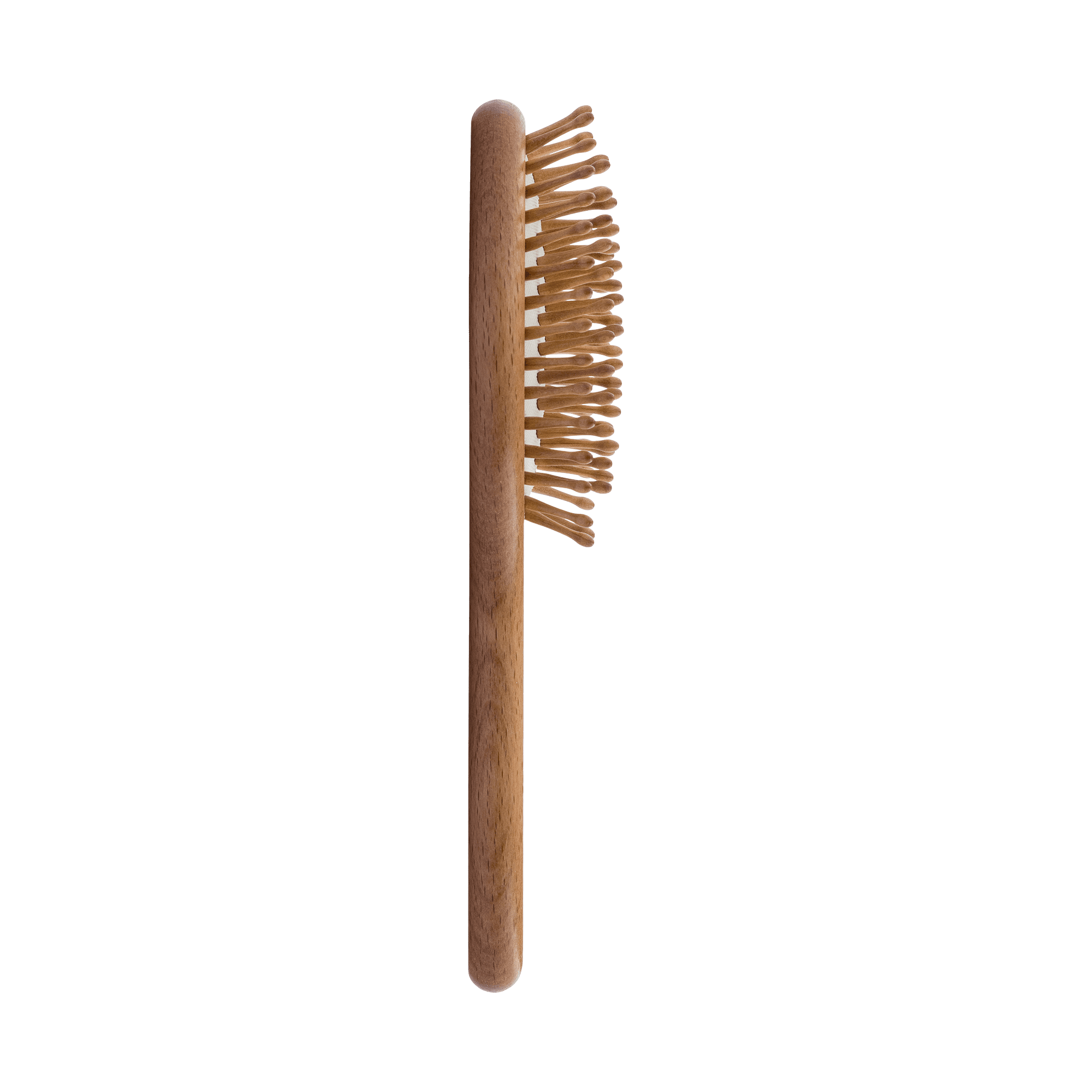 Cepillo neumático FALLER, madera de haya vaporizada, forma ovalada pequeña, púas de madera con puntas redondeadas, con