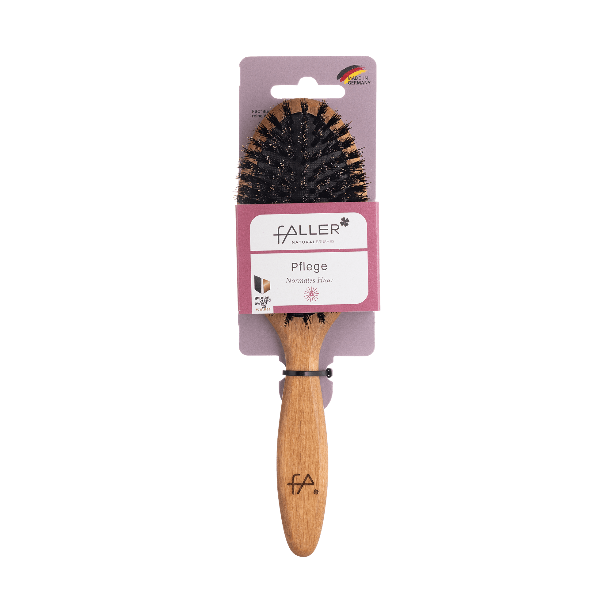FALLER Pneumatikbürste, Buche gedämpft, groß oval, Wildschweinborsten, mit Laserlogo