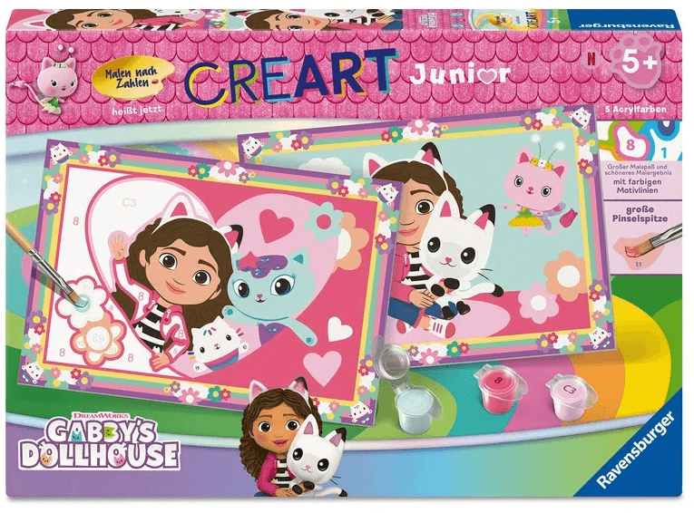 Ravensburger CreArt Junior Gabbys Dollhouse Malen nach Zahlen mit Rahmen und Acrylfarben