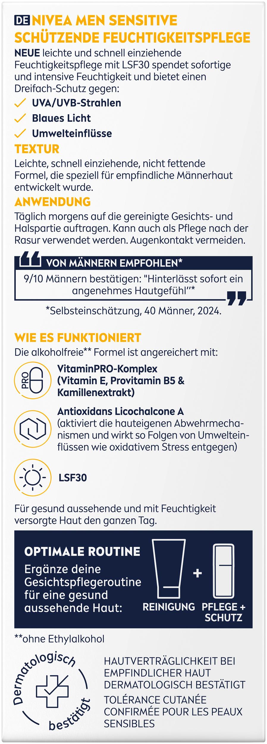 Produktbild NIVEA MEN Sensitive Schützende Feuchtigkeitspflege LSF30  2 von 9