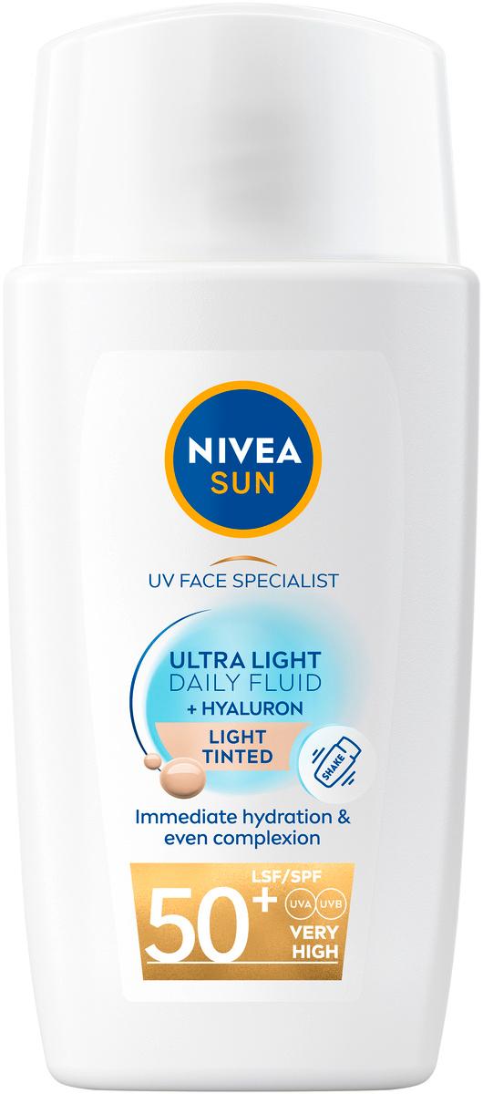 Produktbild NIVEA SUN Ultra light daily fluid + Hylaluron light tinted LSF50+ 4 von 4