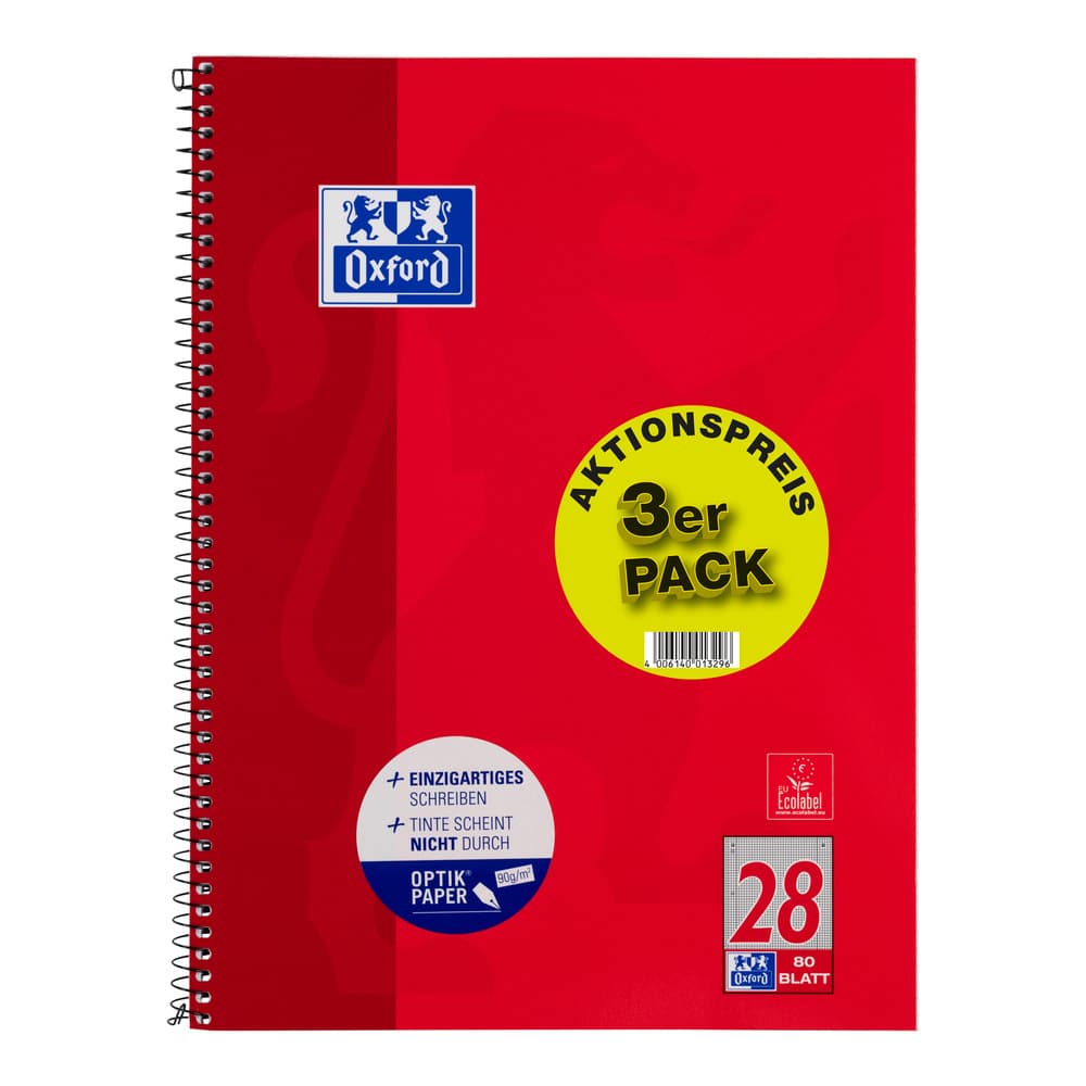 Oxford Collegeblock A4  im 3er Pack kariert