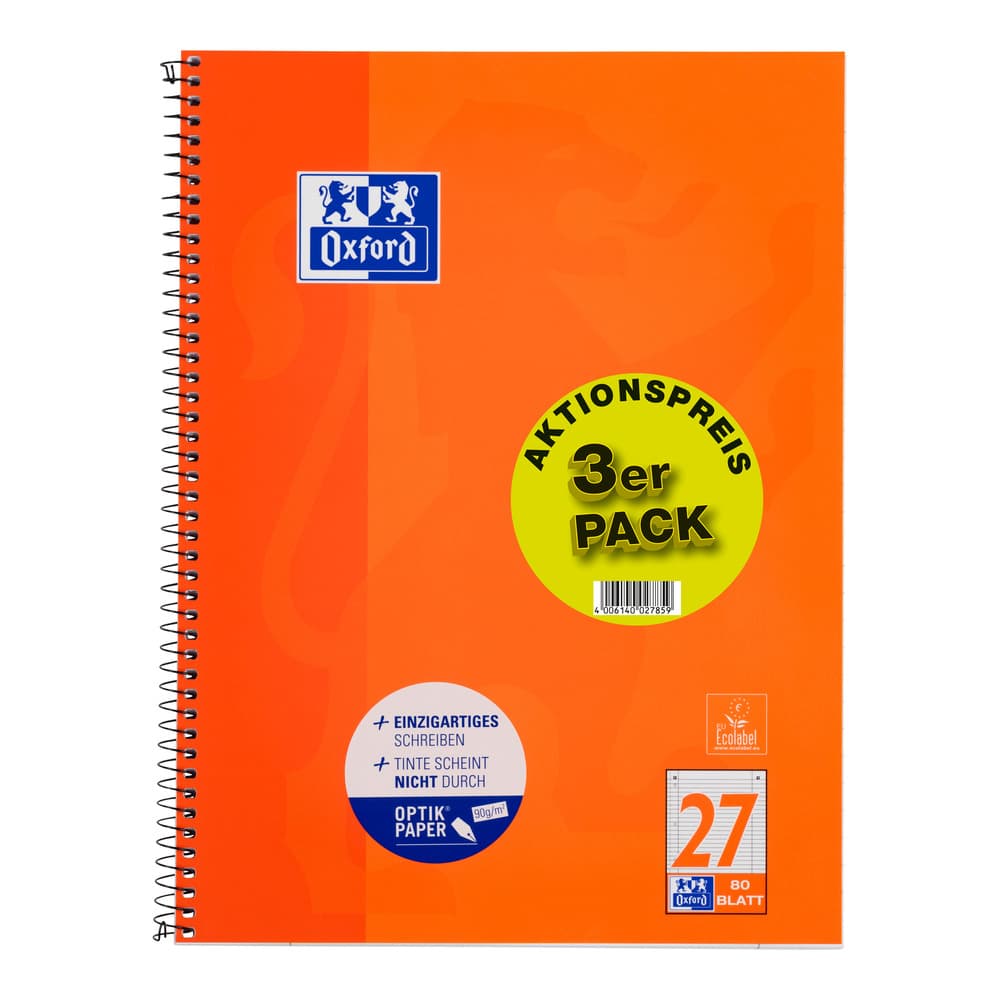 Oxford Collegeblock A4 3er-Pack liniert