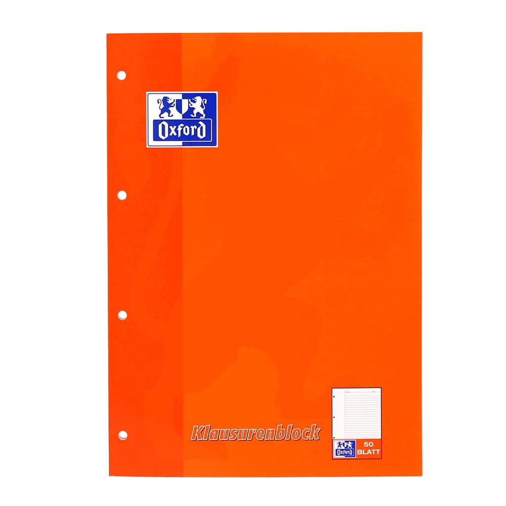 Oxford Klausurenblock A4 50 Blatt liniert weißer Rand