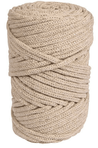 Braidy Recycling Garn m.Goldfaden 4mm øgeflochten ca. 58m Knäuel 250g