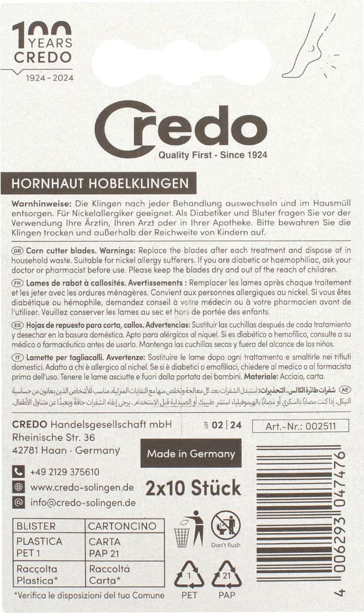 Produktbild Credo Ersatzklingen für Hornhauthobel 2 von 4