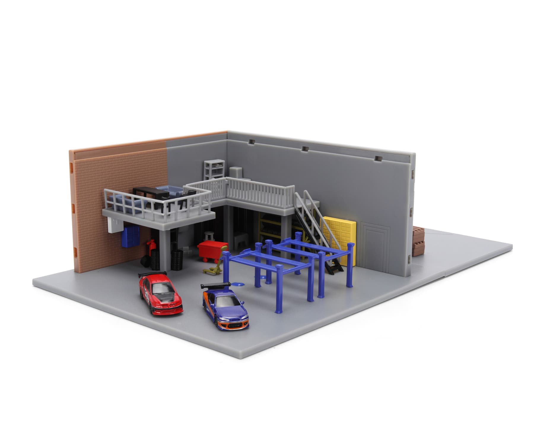 Jada Fast & Furious Hans Garage Nano Scene Diorama mit 2 Fahrzeugen