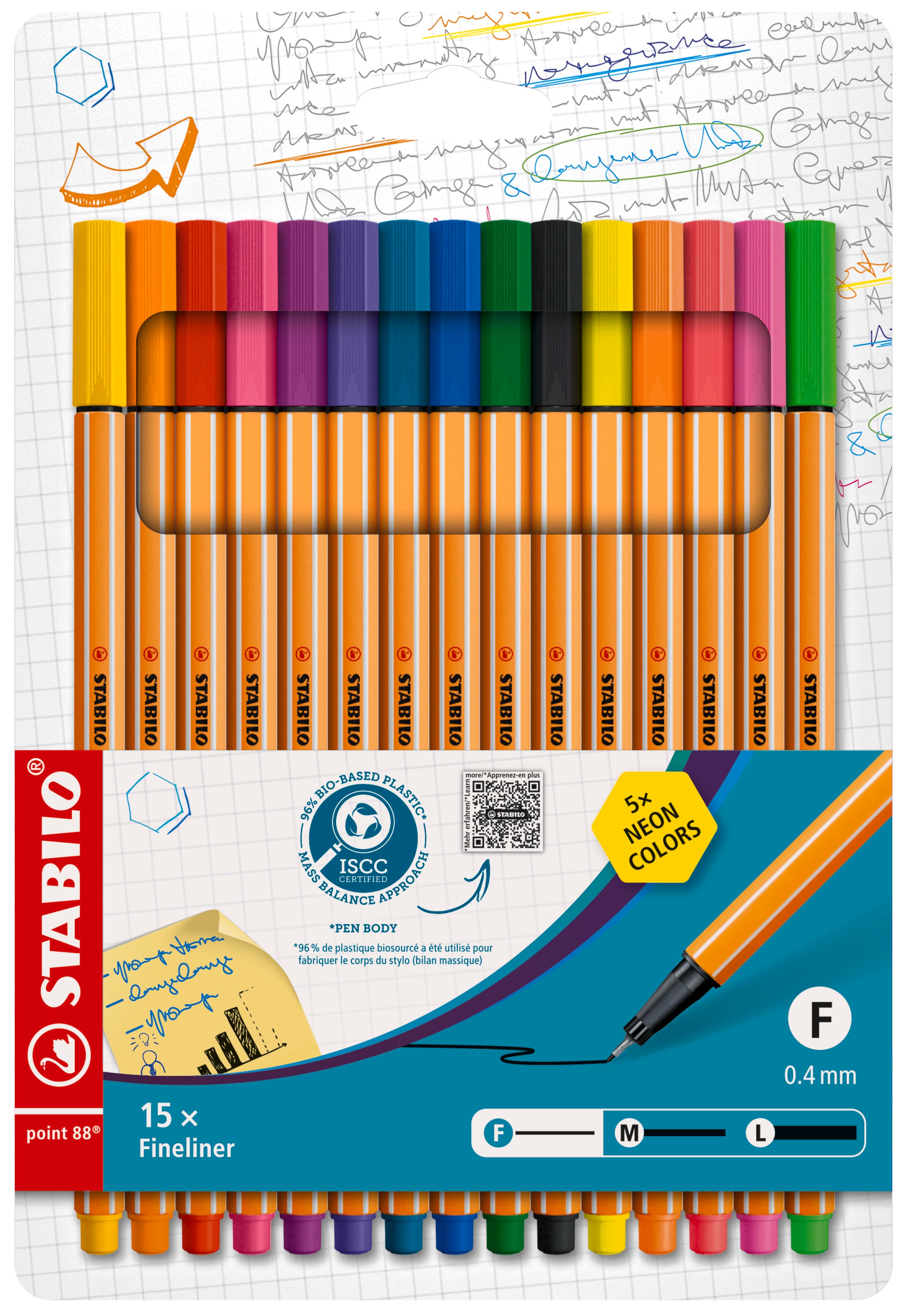 STABILO® Fineliner - STABILO point 88 - 15er Pack - Standardfarben