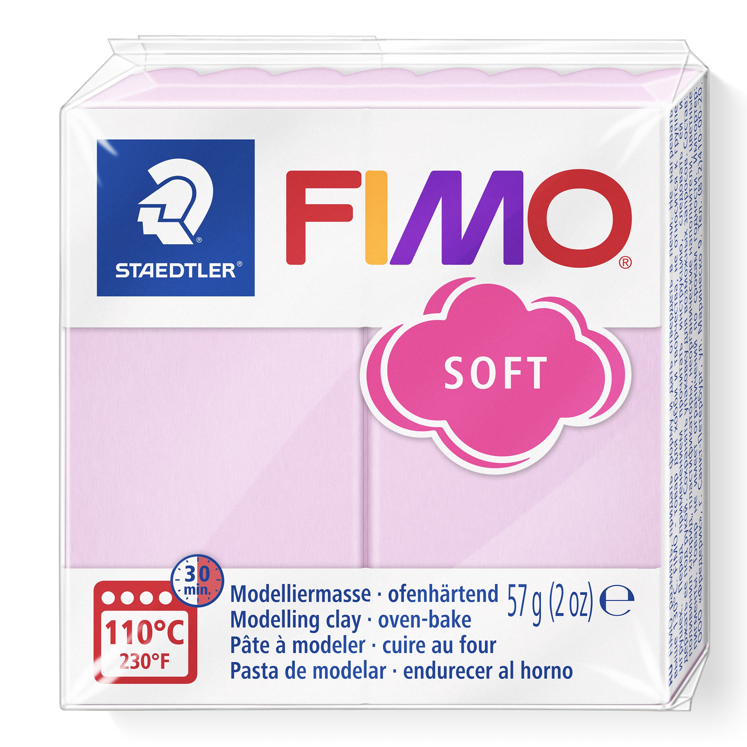 FIMO soft ofenhärtende Modelliermasse, Normalblock, 57g, 55x55x15mm, Farbe rose