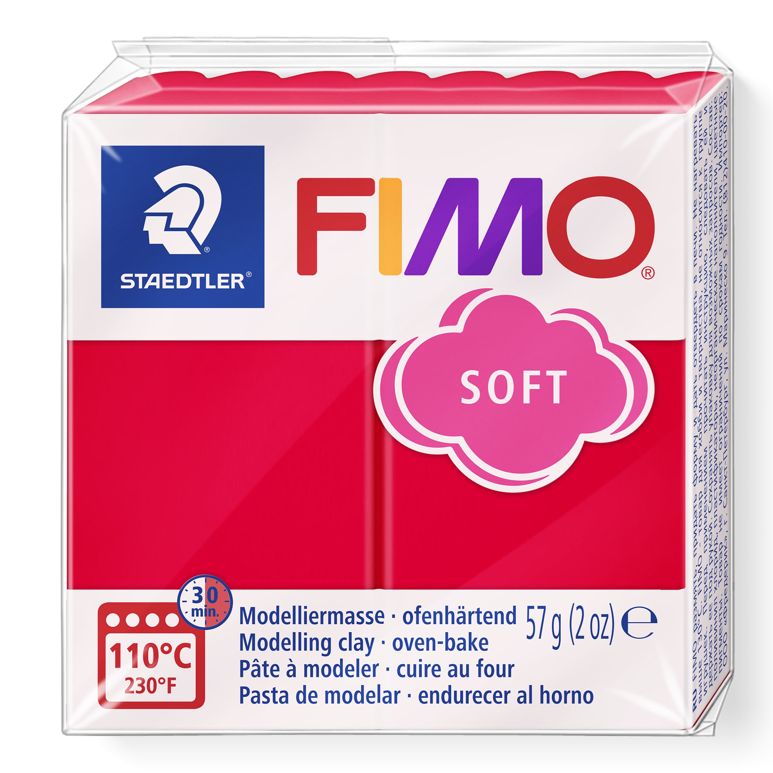 FIMO soft ofenhärtende Modelliermasse, Normalblock, 57g, 55x55x15mm, Farbe indischrot