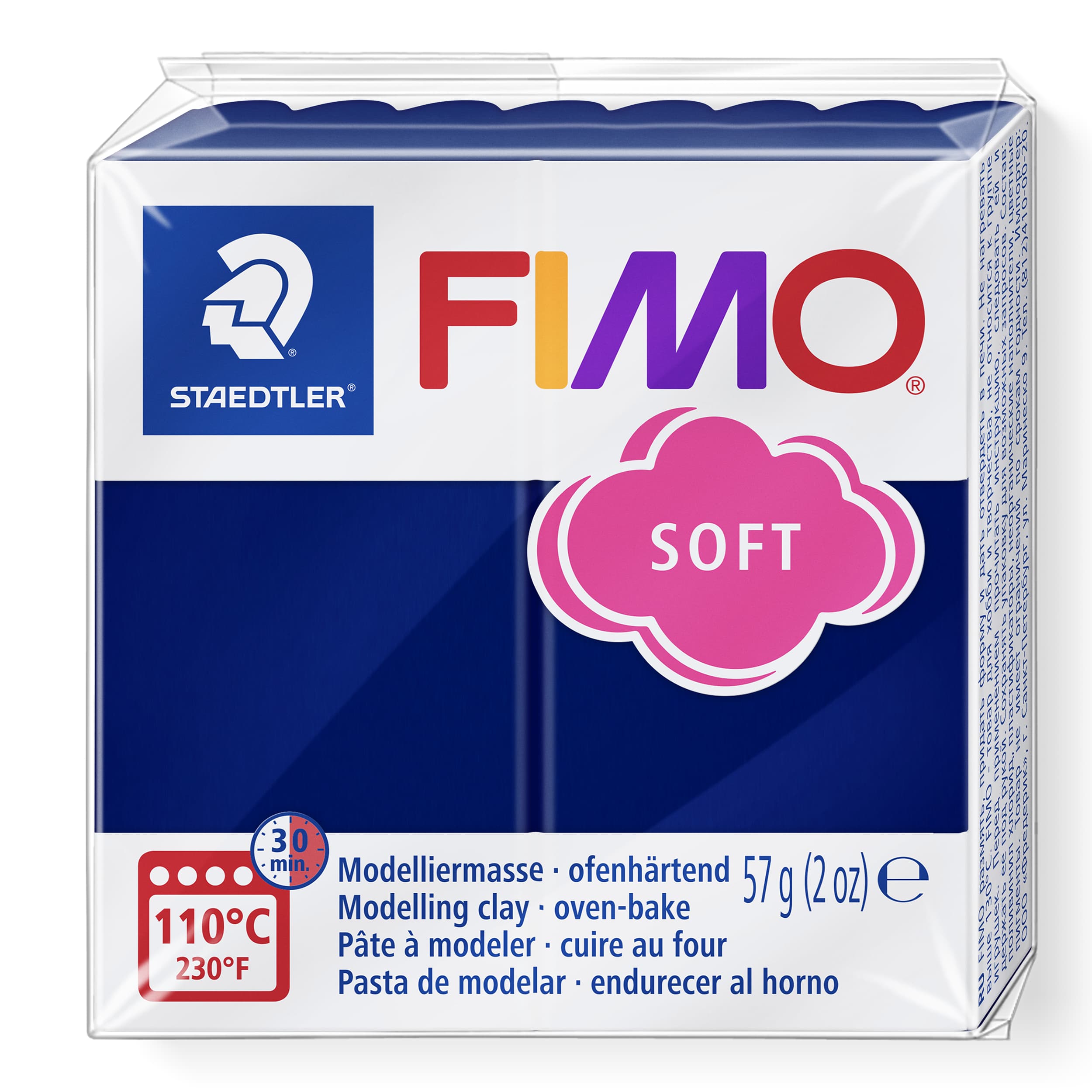 FIMO soft ofenhärtende Modelliermasse, Normalblock, 57g, 55x55x15mm, Farbe windsorblau