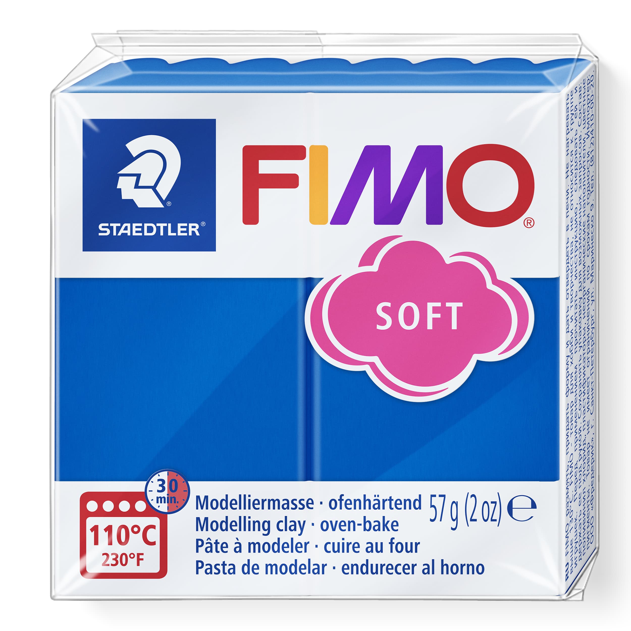 FIMO soft ofenhärtende Modelliermasse, Normalblock, 57g, 55x55x15mm, Farbe pazificblau