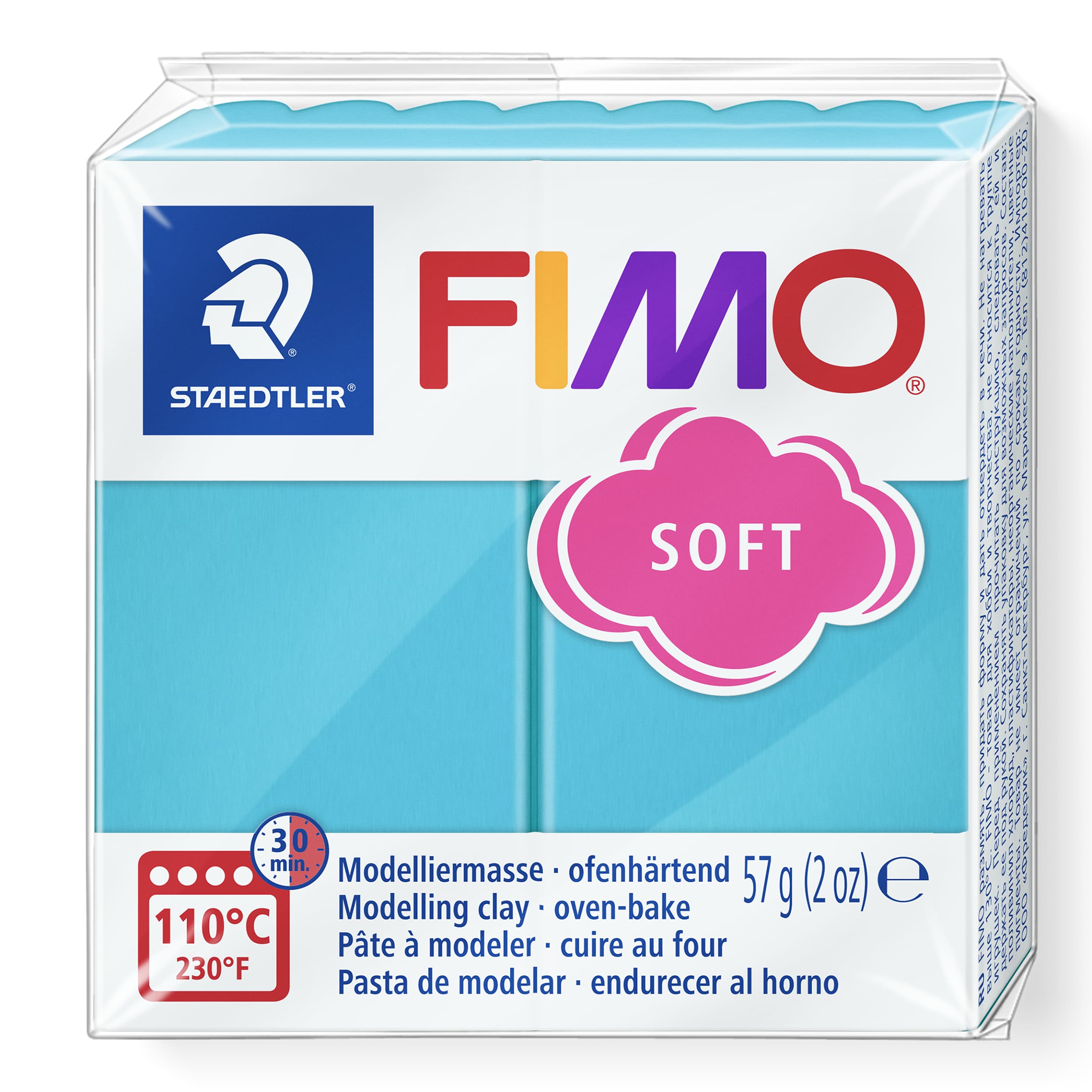FIMO soft ofenhärtende Modelliermasse, Normalblock, 57g, 55x55x15mm, Farbe pfefferminz
