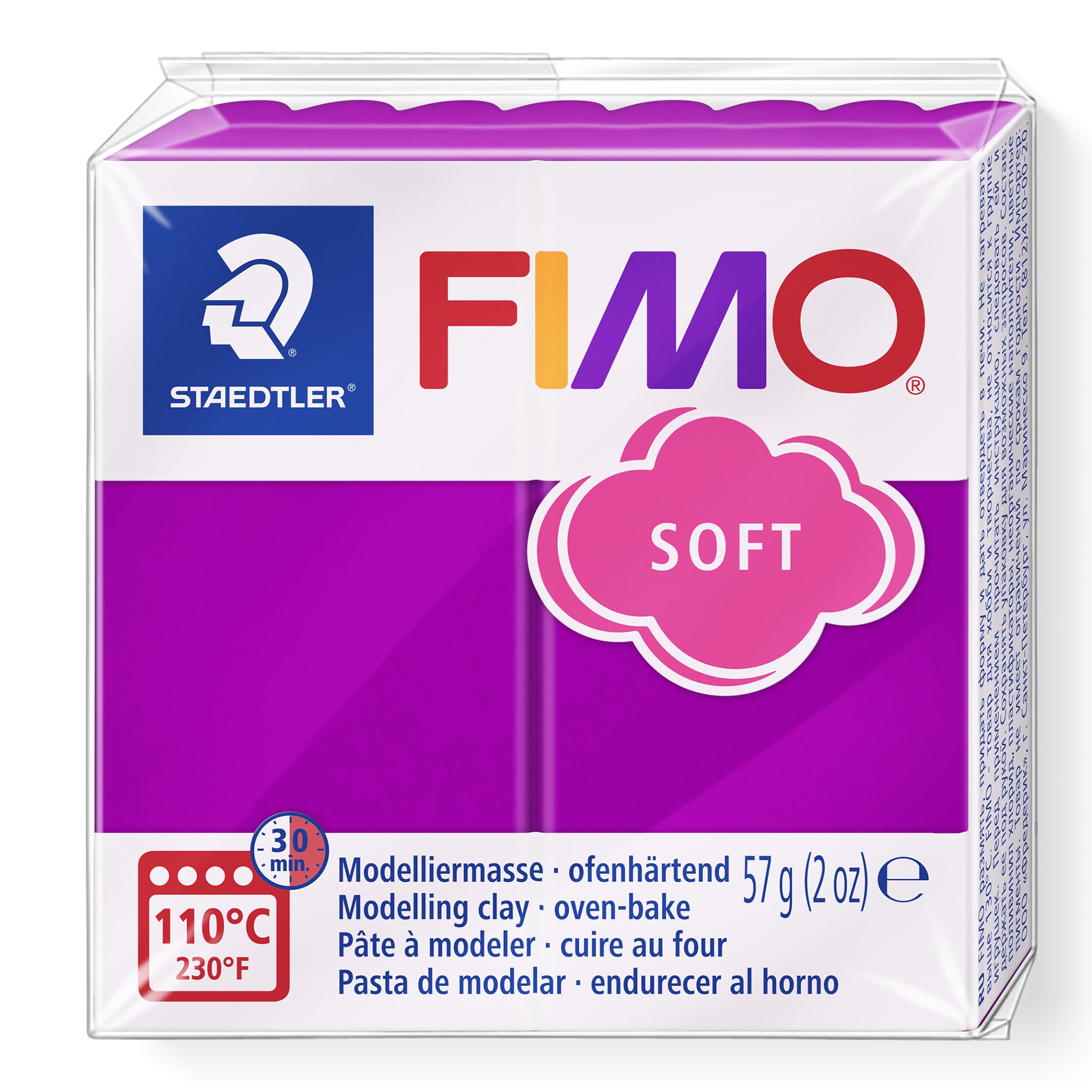 FIMO soft ofenhärtende Modelliermasse, Normalblock, 57g, 55x55x15mm, Farbe purpur
