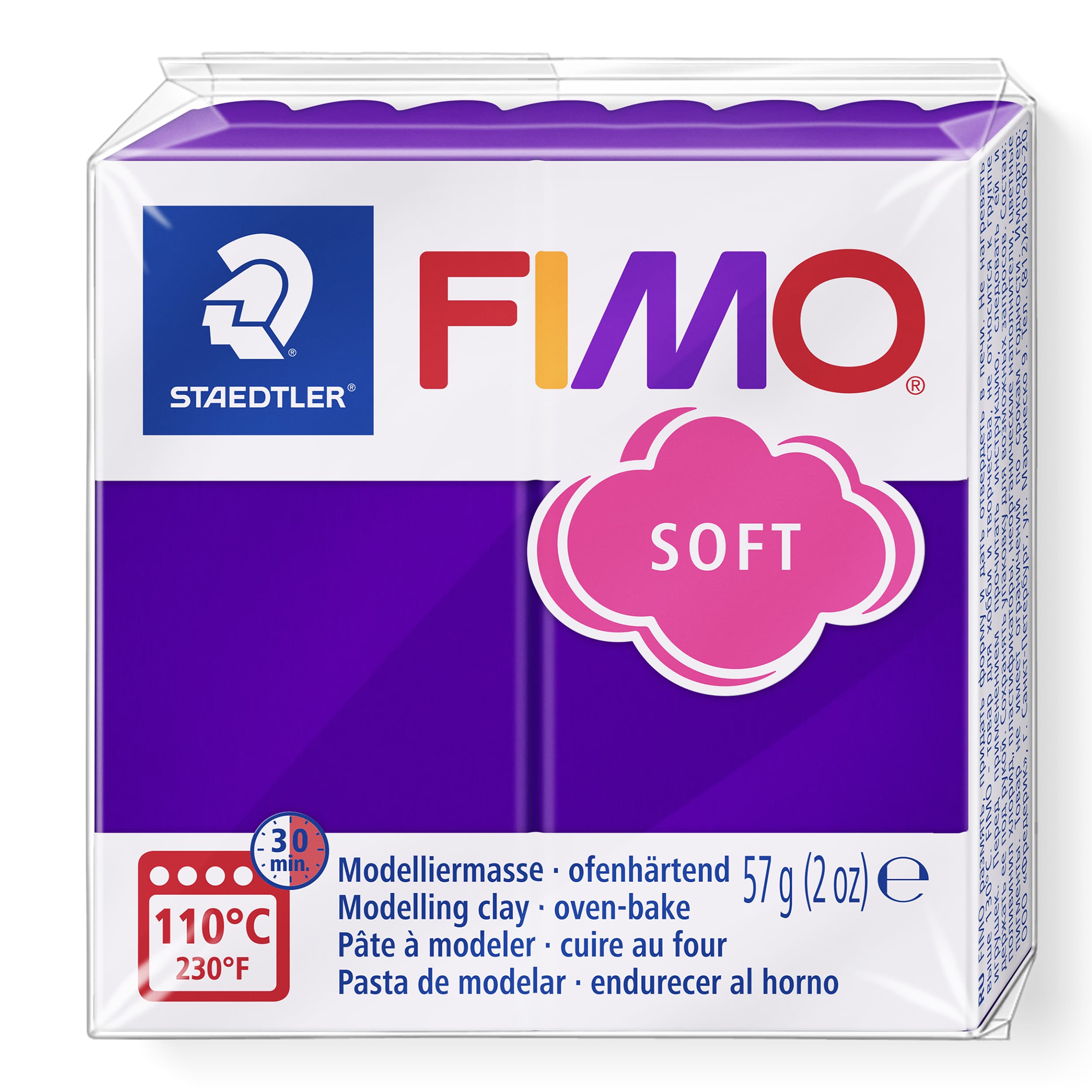 FIMO soft ofenhärtende Modelliermasse, Normalblock, 57g, 55x55x15mm, Farbe pflaume