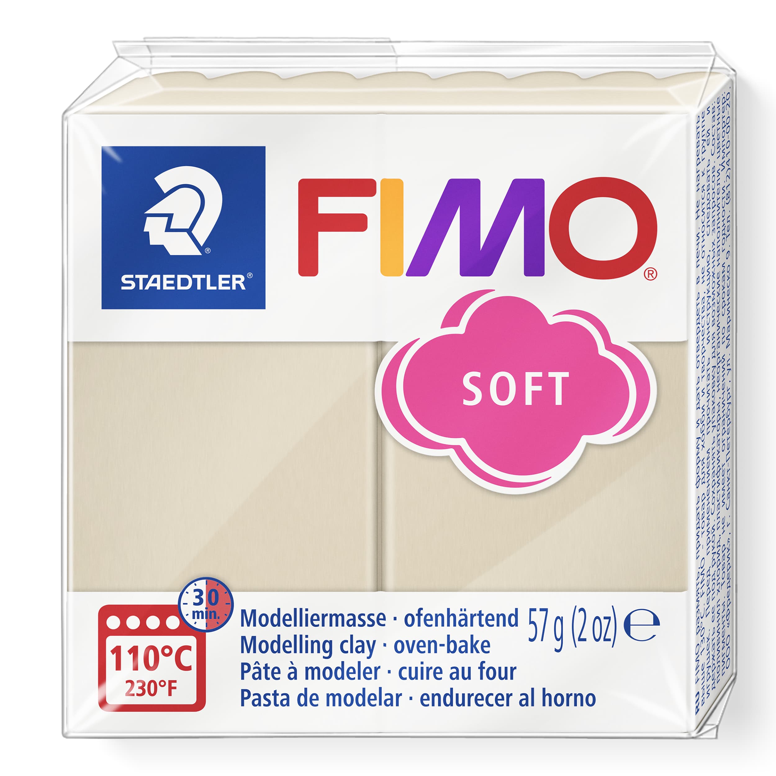FIMO soft ofenhärtende Modelliermasse, Normalblock, 57g, 55x55x15mm, Farbe sahara