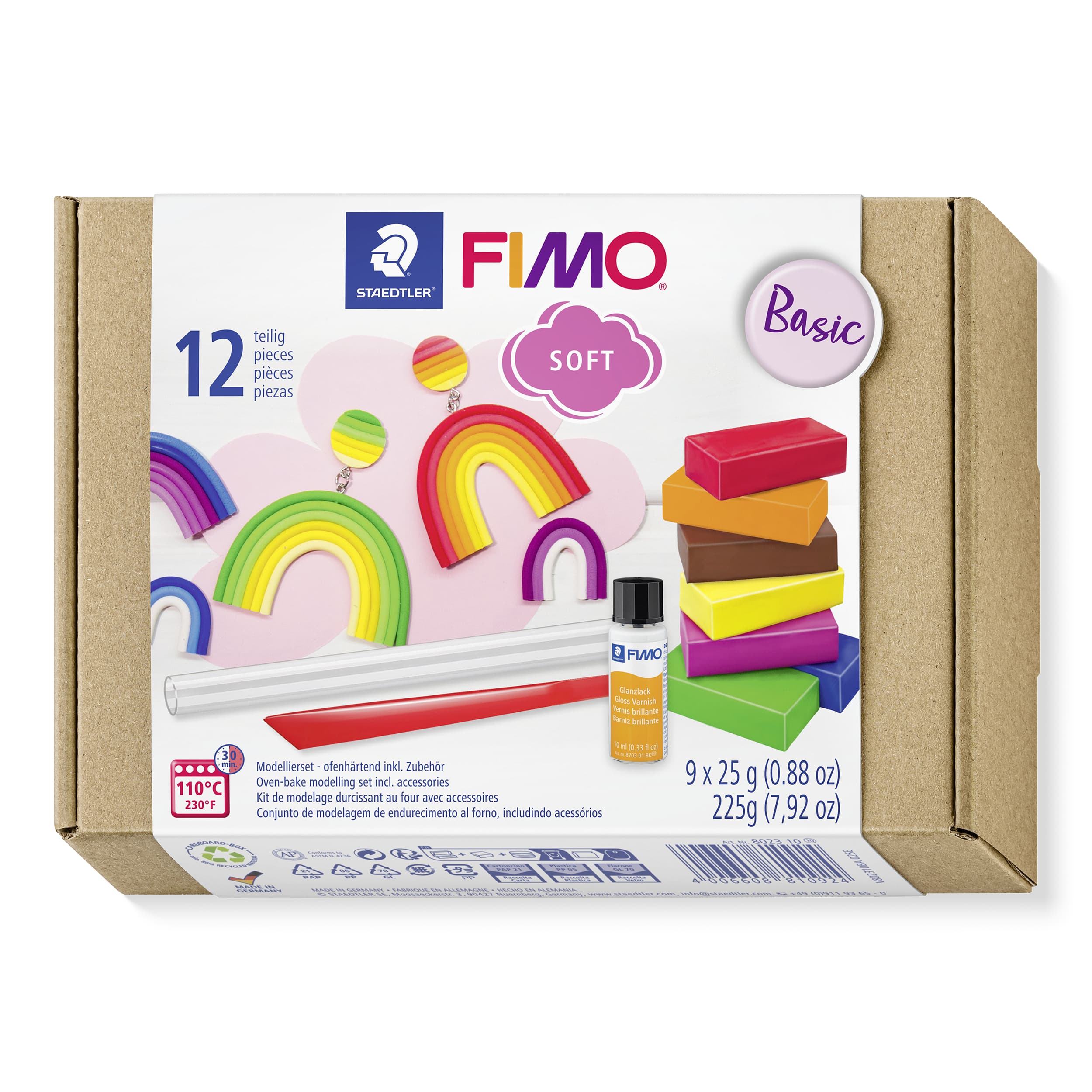 FIMO soft ofenhärtende Modelliermasse  Karton-Box mit 9 FIMO soft Halbblöcken á 25 g