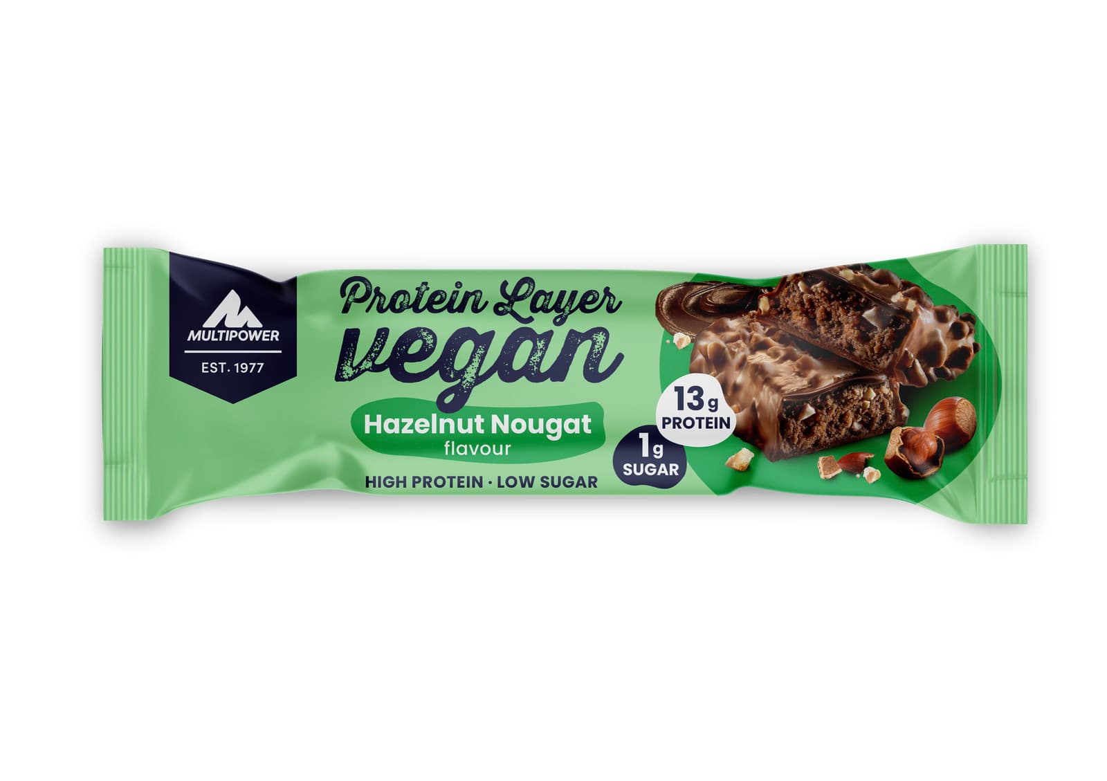 Multipower Proteinriegel Layer Hazelnut Nougat Vegan 