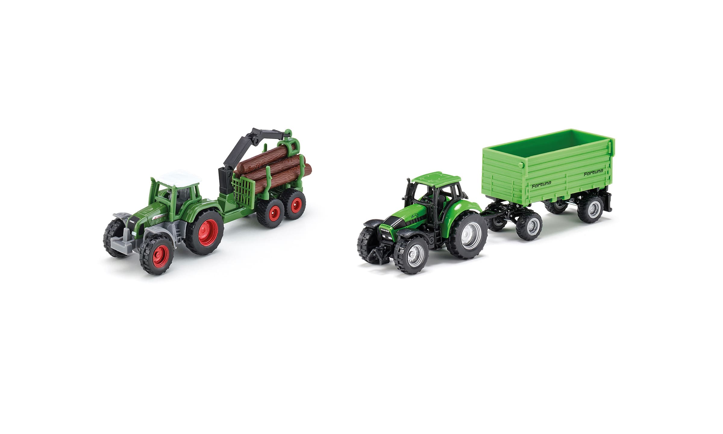 SIKU 0499, Set Landwirtschaft, 2 Traktoren mit Anhänger für Kinder, Geschenk für Jungen und Mädchen, Metall/Kunststoff