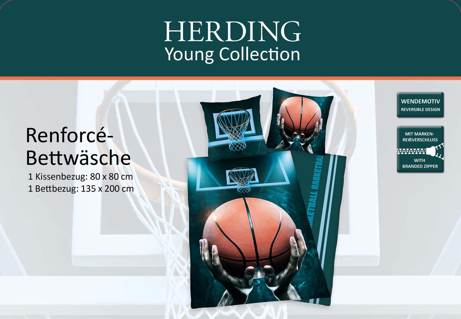 Produktbild Herding Young Collection Kinderbettwäsche Basketball 70x90cm, 140x200cm 10 von 10