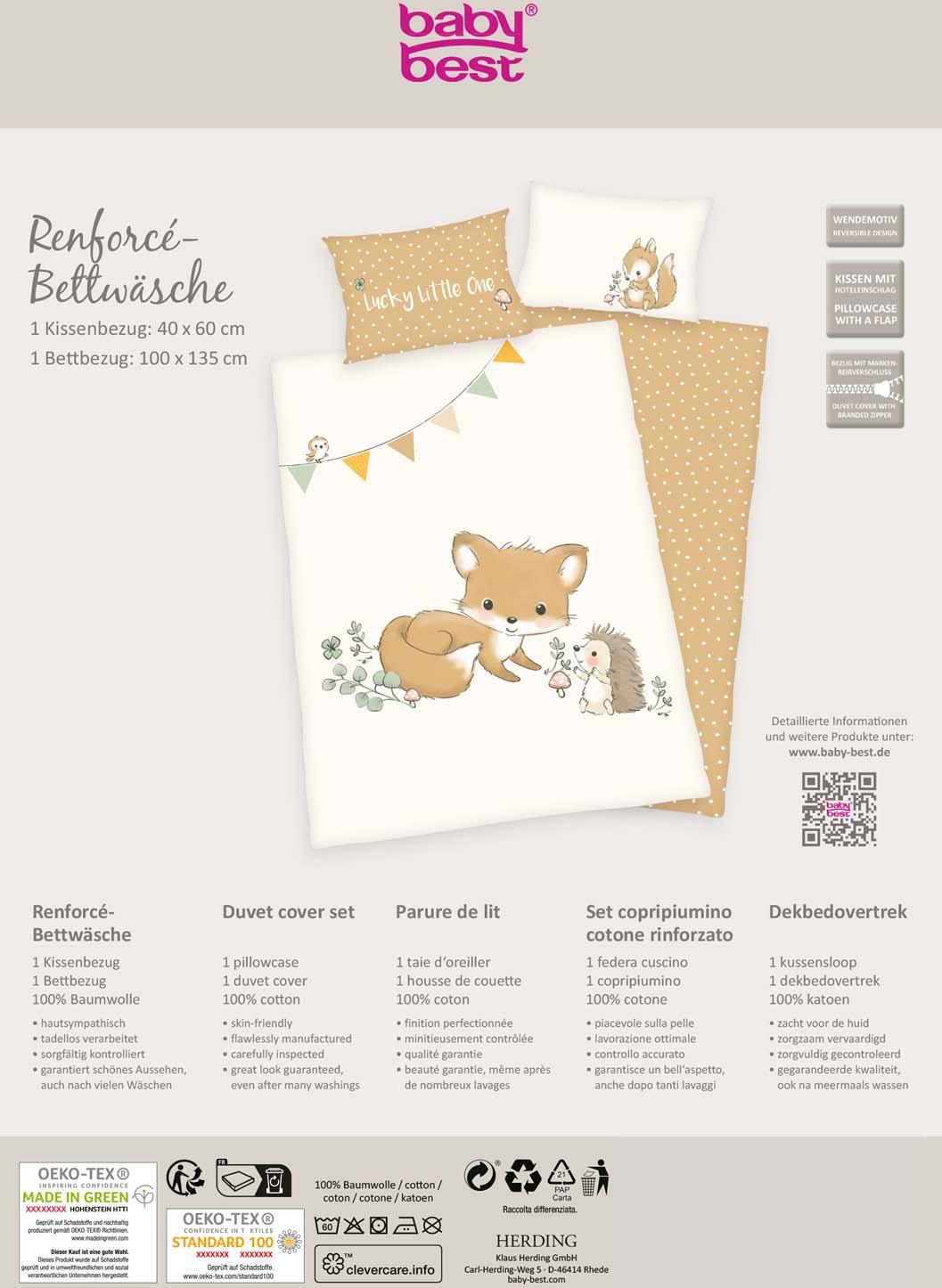 Produktbild BabyBest Kinderbettwäsche Waldfreunde "Made in Green" 40x60cm, 100x135cm 3 von 7