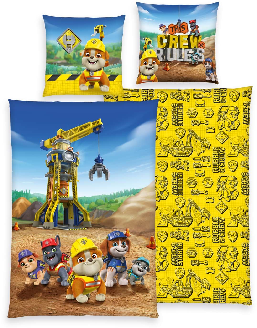 Paw Patrol Kinderbettwäsche Rubble and Crew 70x90cm, 140x200cm