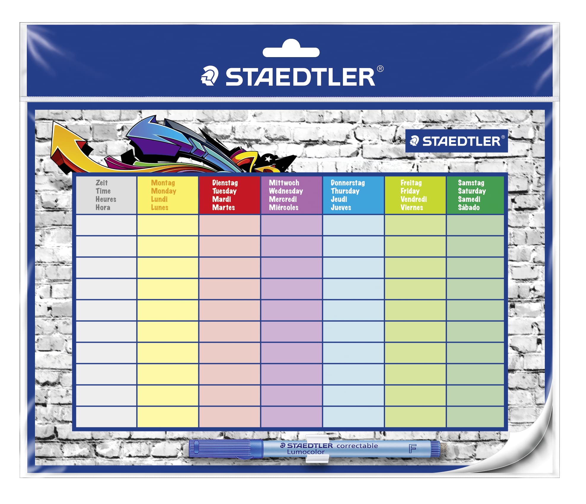 Lumocolor Stundenplan - Set, Polybeutel mit Stundenplan, Lumocolor Universalstift und Stiftklemme