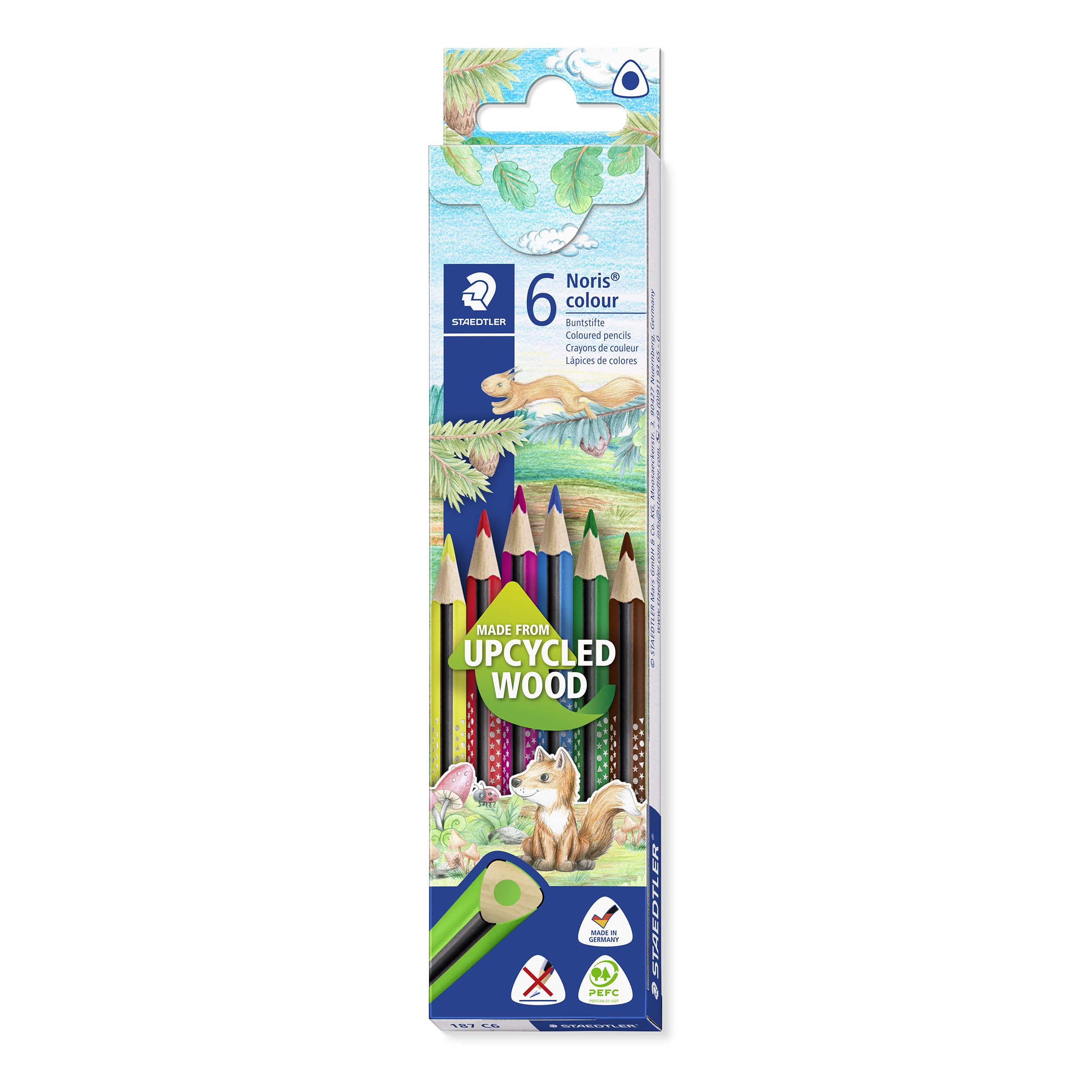 STAEDTLER Noris colour Buntstifte, dreieckig, Kartonetui mit 6 Farben
