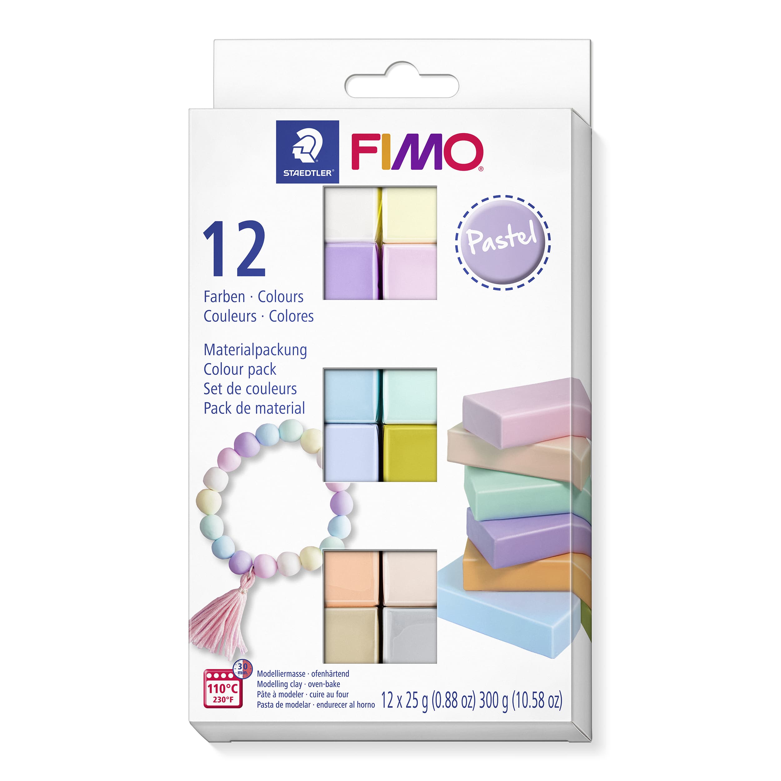 FIMO soft ofenhärtende Modelliermasse Kartonetui "pastel" mit 12 sortierten pastell-Farben