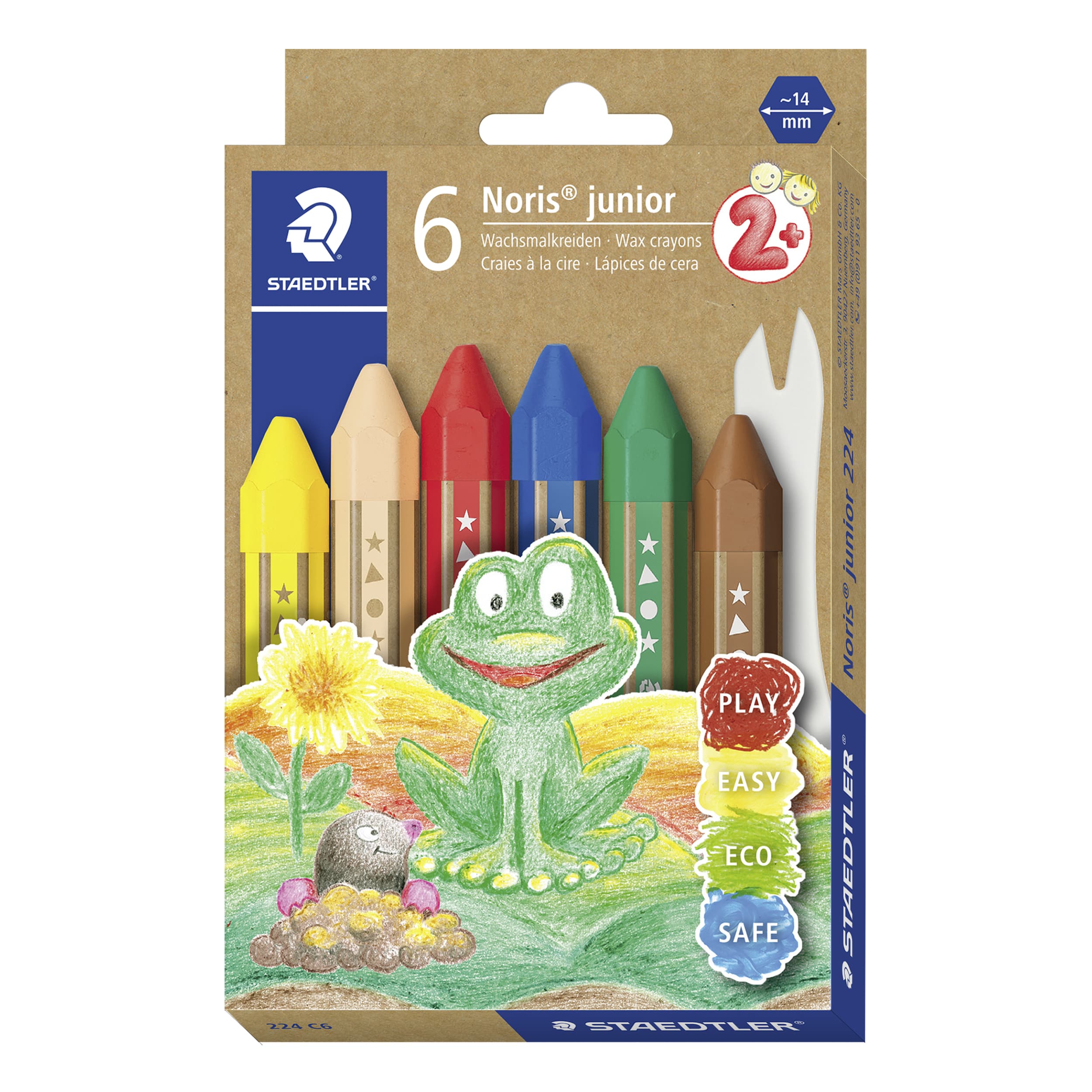 STAEDTLER Noris junior Wachsmalkreiden, Kartonetui mit 6 Farben 