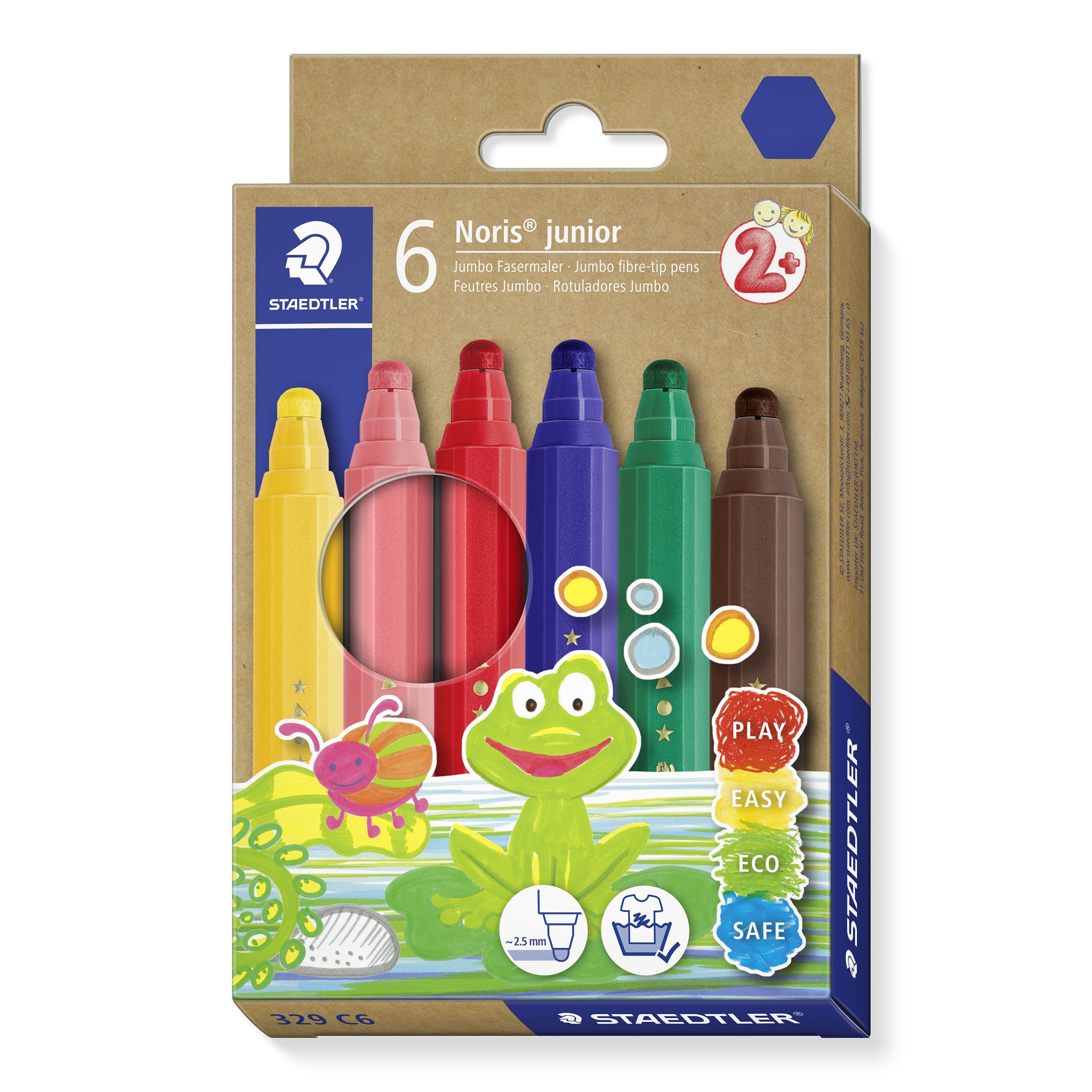 STAEDTLER Noris junior Fasermaler Kartonetui mit 6 Fasermalern