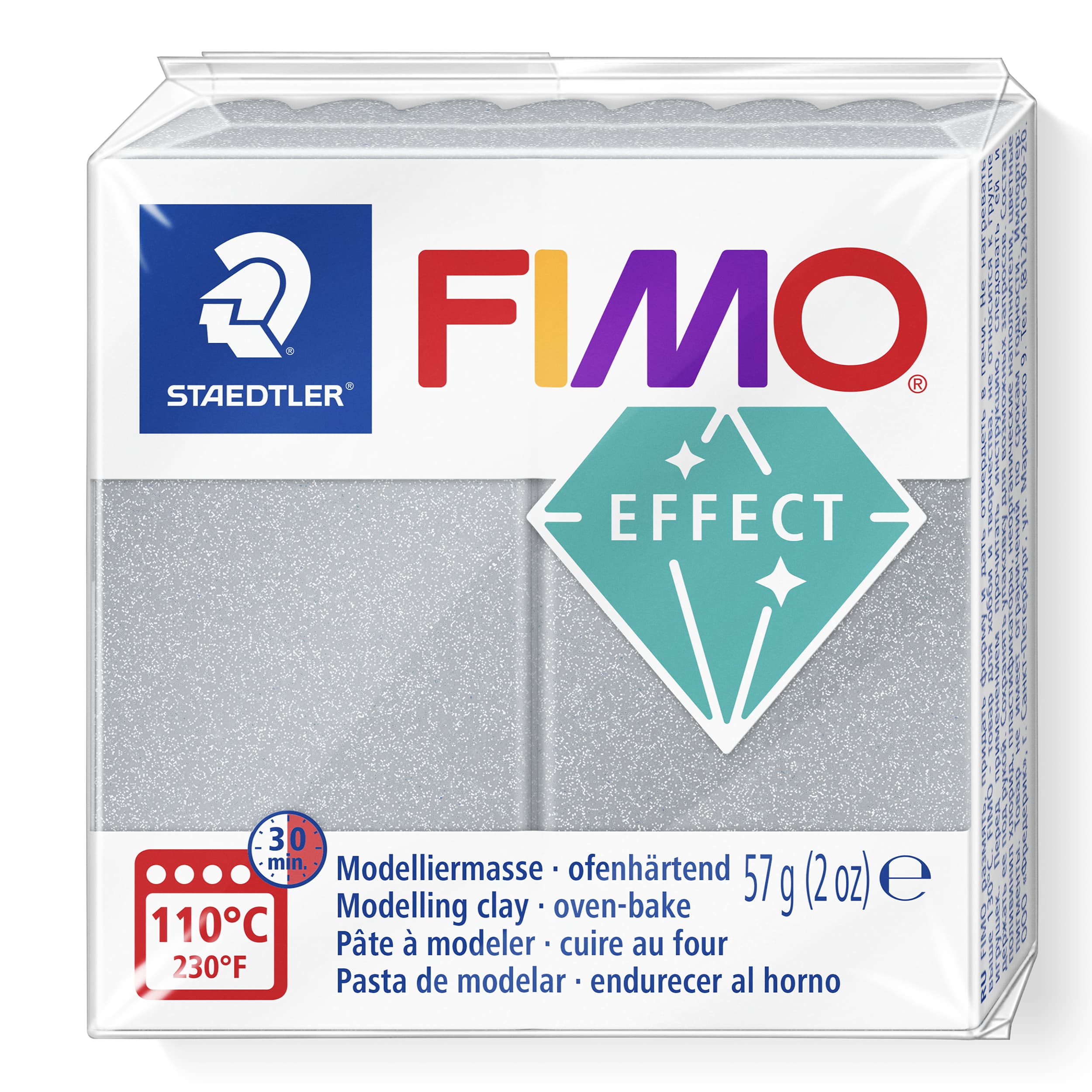 FIMO effect ofenhärtende Modelliermasse, Farbe effect silber metallic