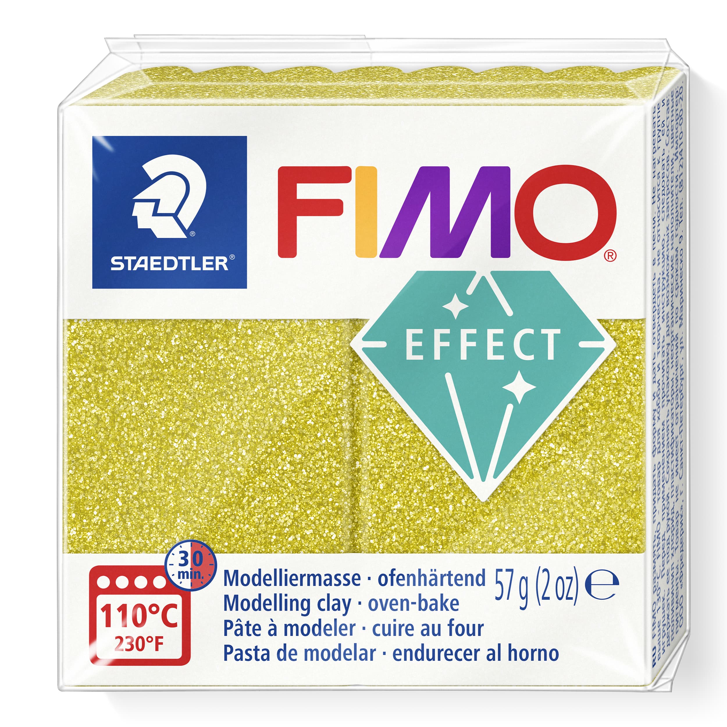 FIMO effect ofenhärtende Modelliermasse, Farbe gold glitter