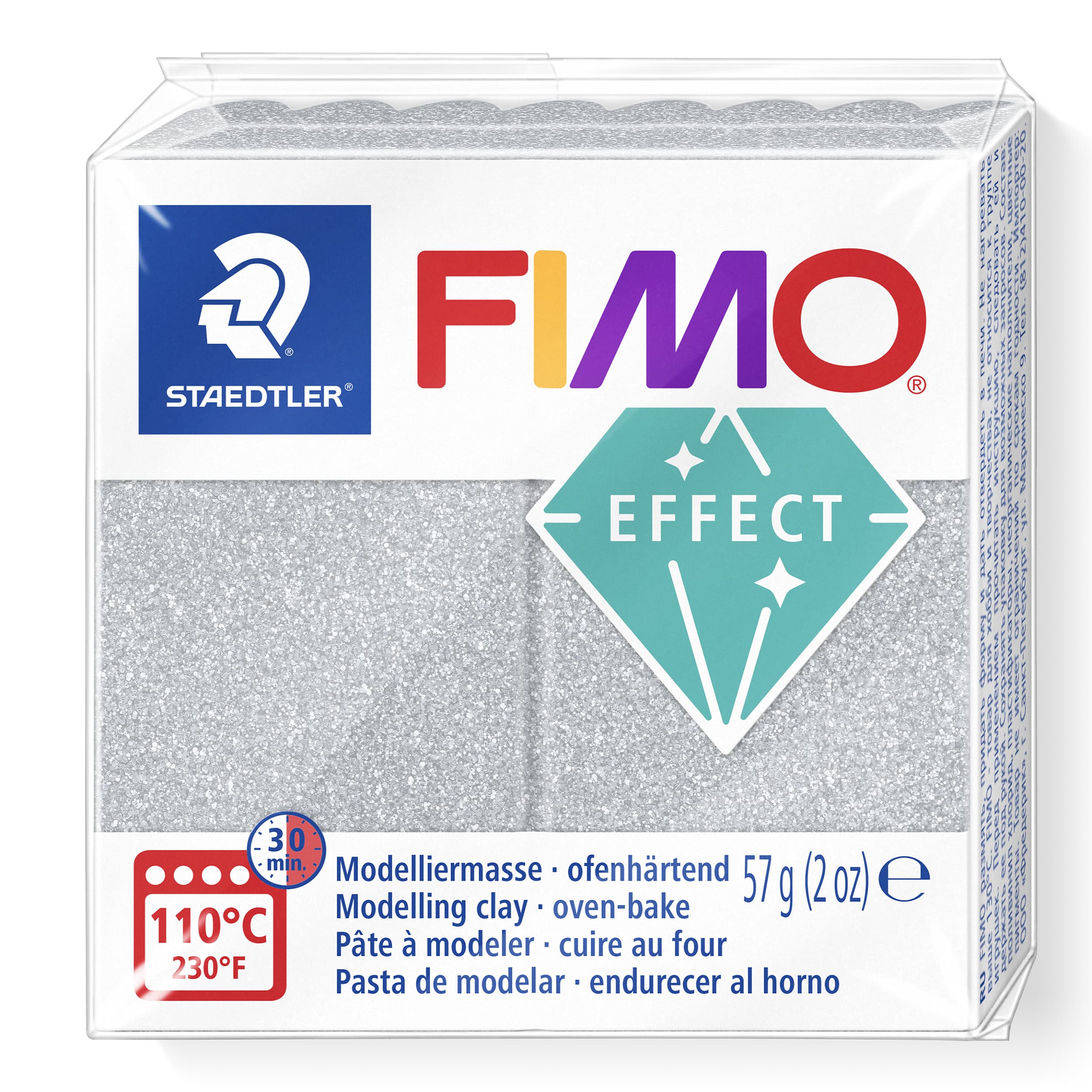 FIMO effect ofenhärtende Modelliermasse, Farbe effect silber metallic