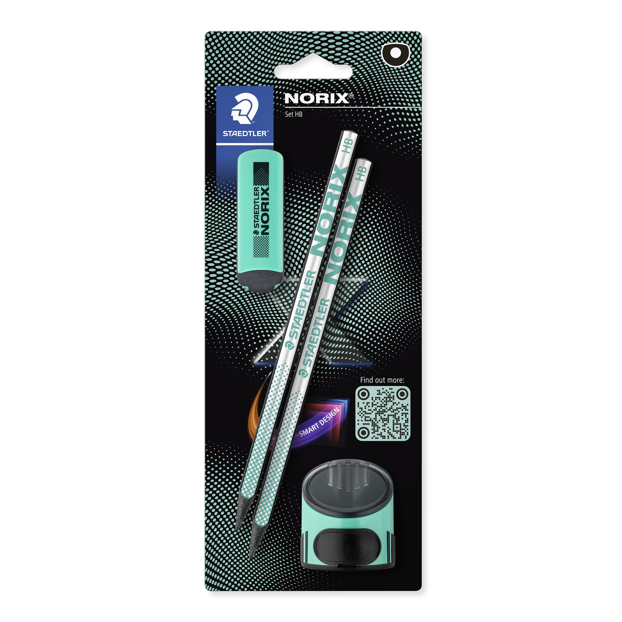 STAEDTLER Norix Bleistifte, Spitzdose, Radierer, Blisterpackung mit 2 Bleistiften, Spitzdose, Radierer Farbkombination french