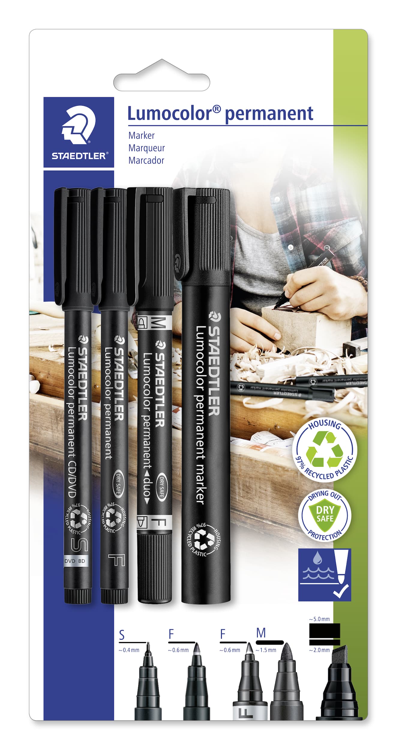 STAEDTLER Lumocolor Marker-Set 4teilig schwarz