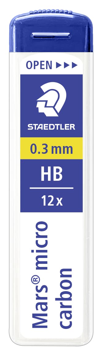STAEDTLER Mars micro carbon Feinminen Döschen mit 12 Feinminen,Minen-Ø 0,3 mm Härtegrad HB