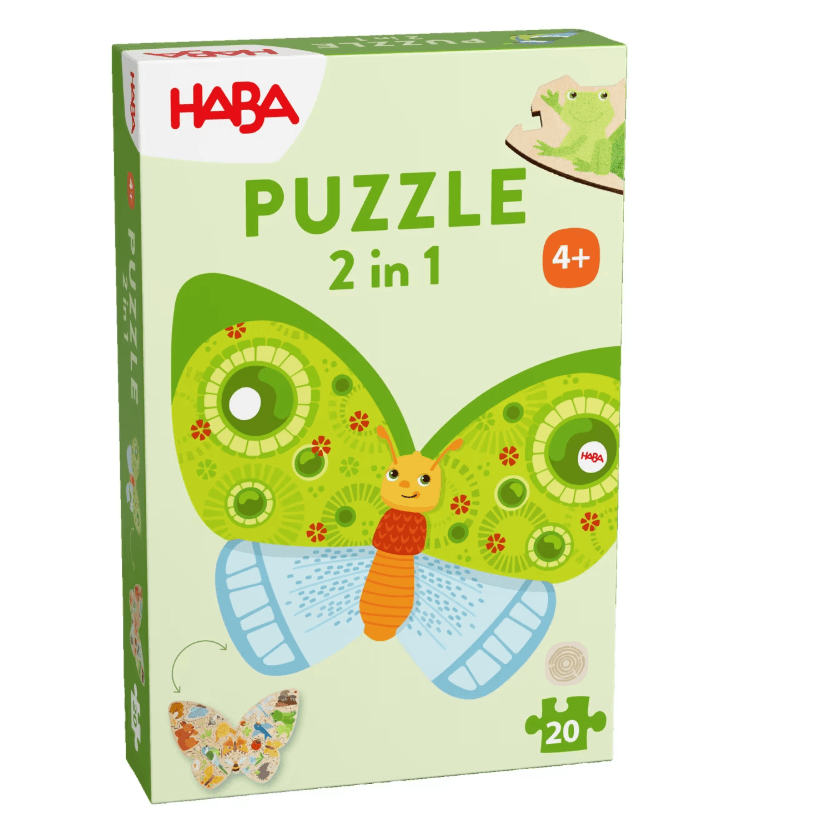 HABA Kinder Holzpuzzle Schmetterling, 20-teiliges 2 in 1 Puzzle, ab 4 Jahren
