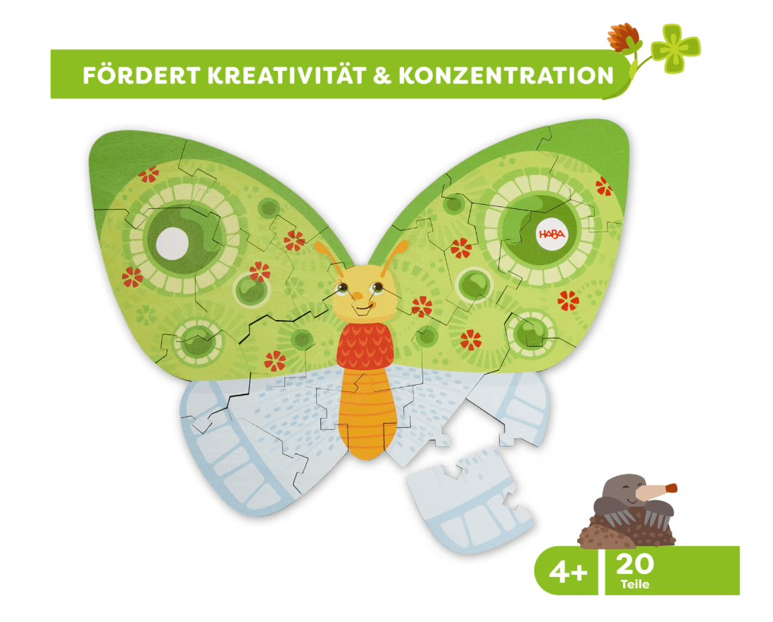 Produktbild HABA Kinder Holzpuzzle Schmetterling, 20-teiliges 2 in 1 Puzzle, ab 4 Jahren 2 von 6
