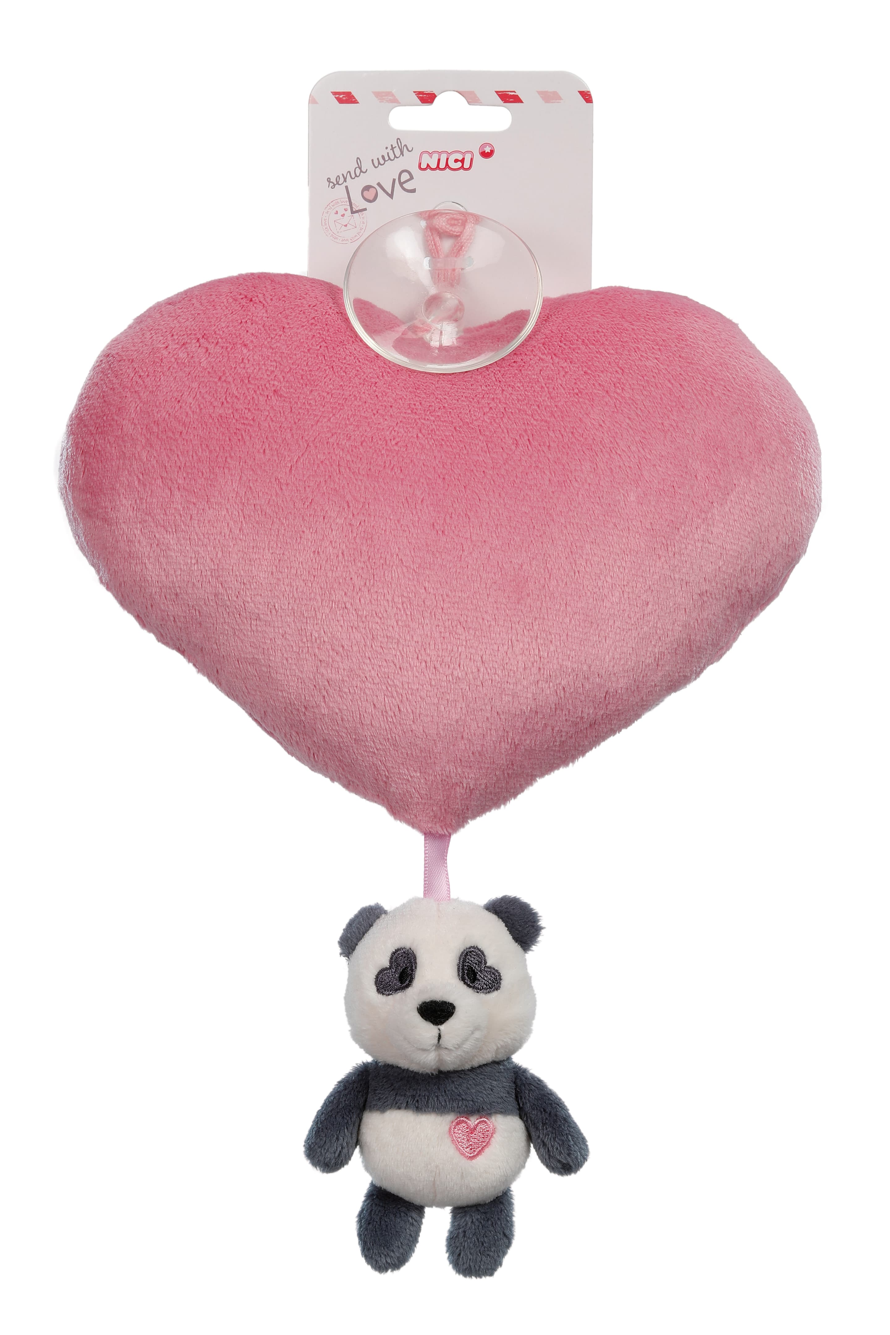 NICI Plüschherz mit Love Panda schlenkernd 10cm GREEN