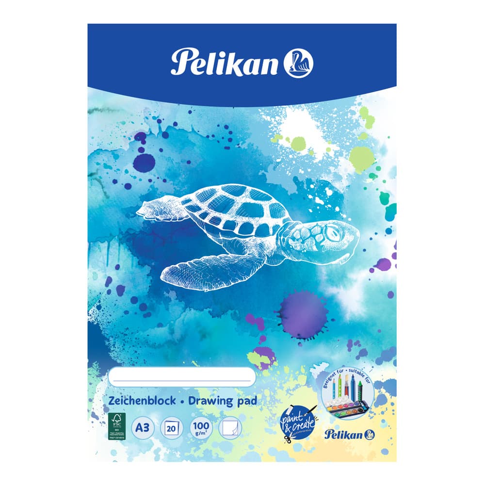 Pelikan Zeichenblock A3 sortiert 20 Blatt 100g/qm