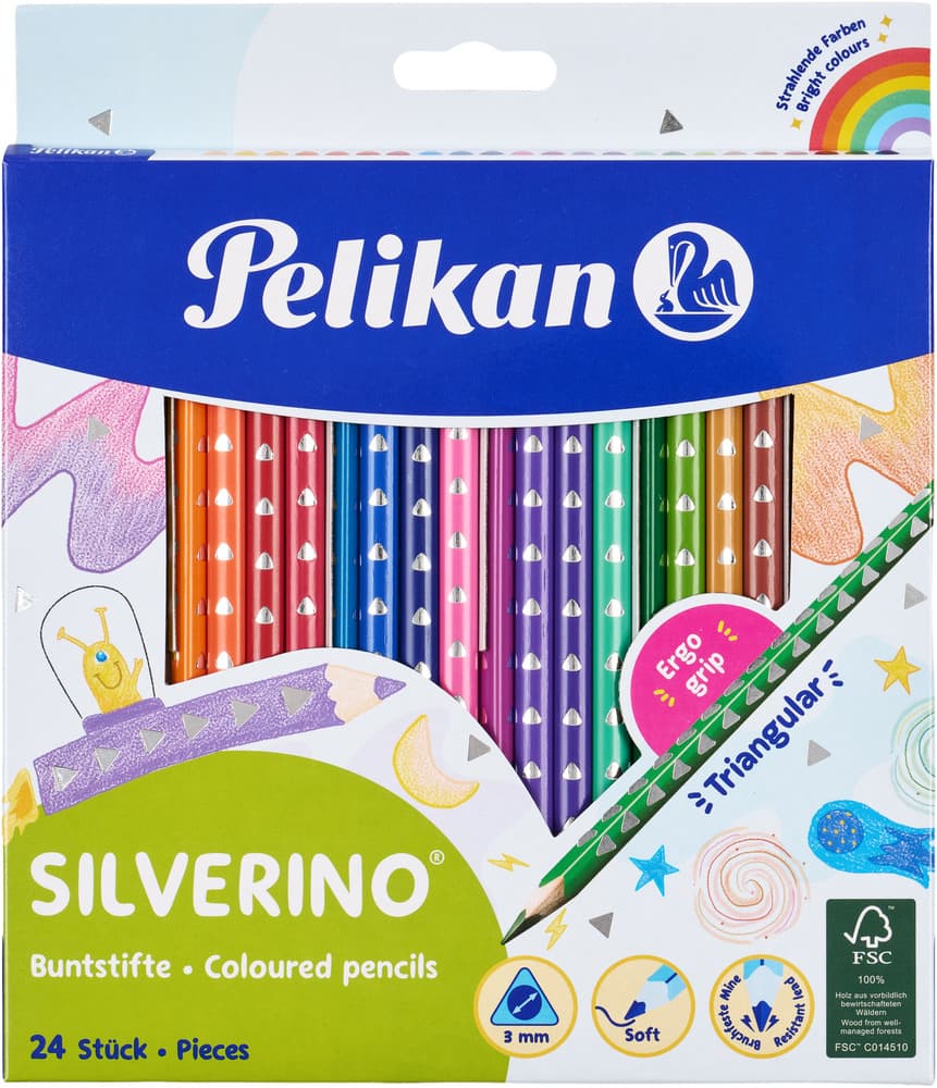 Pelikan Buntstifte Silverino 24er Etui dreieckig dünn