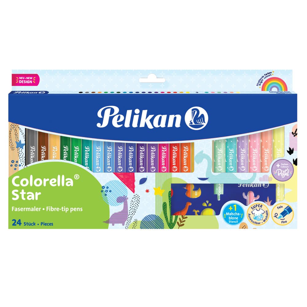 Pelikan Fasermaler Colorella 24 Farben + Ausmalschablone