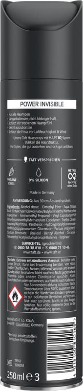 taft taft Power Invisible 250 ml Nivel de fijación 5 - fijación muy fuerte