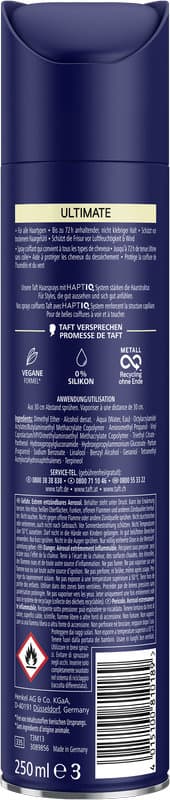 Laca para el cabello taft Ultimate 250 ml Nivel de fijación 5 - fijación muy fuerte
