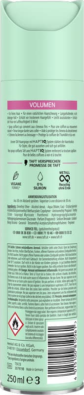 taft Volumen para cabello fino, nivel de fijación 4 - fijación fuerte