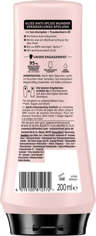 Acondicionador GLISS Anti-Spliss Wunder 200 ml